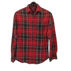 Faded Glory Plaid Size Small (34/36) Red Men's Flannel Shirt Button Up Cotton
